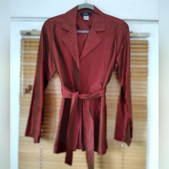 Under Construction Jackets & Blazers - Holiday Time. Woman in Red Silk Shantung jacket